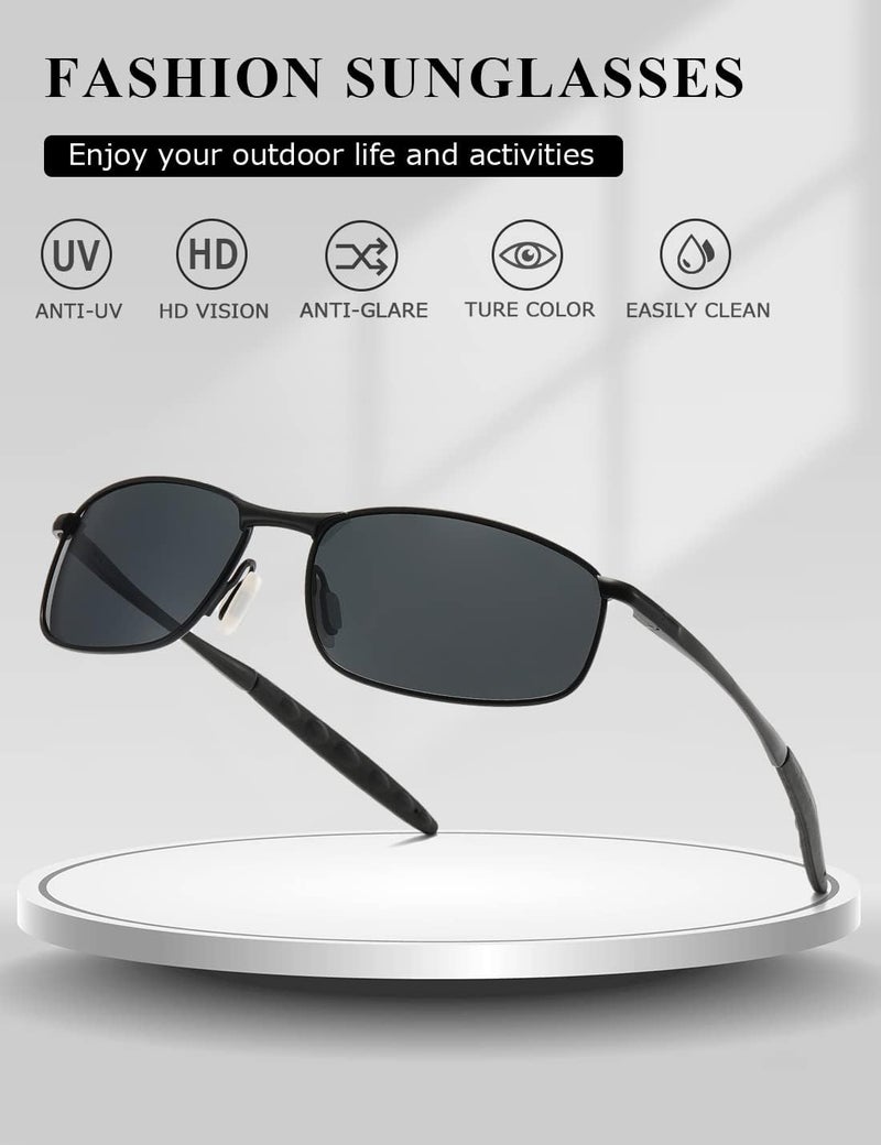 AEVOGUE Polarized Sunglasses For Men Rectangle Metal Frame Retro Sun Glasses AE0395 - Image 4
